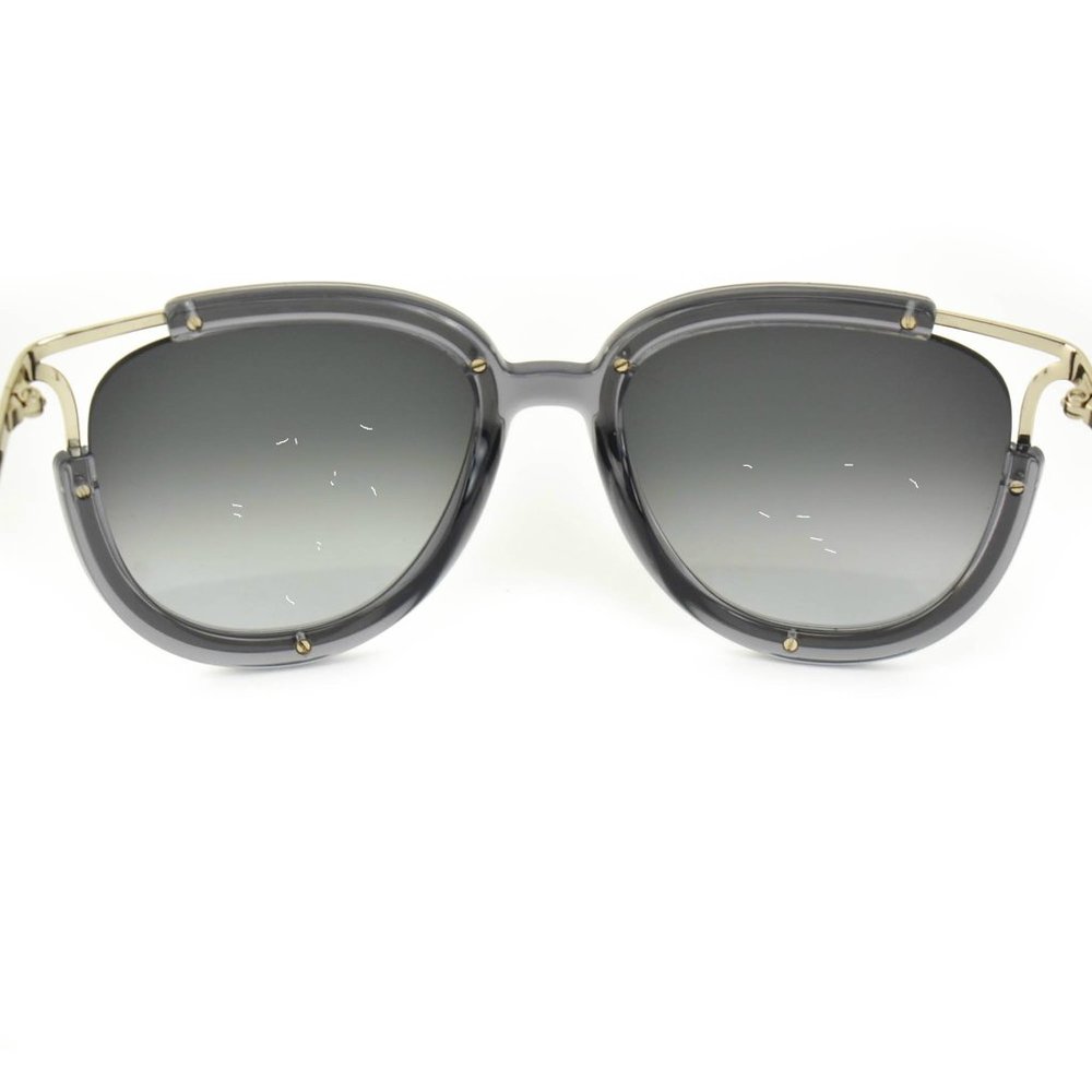 CHLOE: Translucent Gray/Pale Gold Logo Sunglasses - Picture 8 of 8